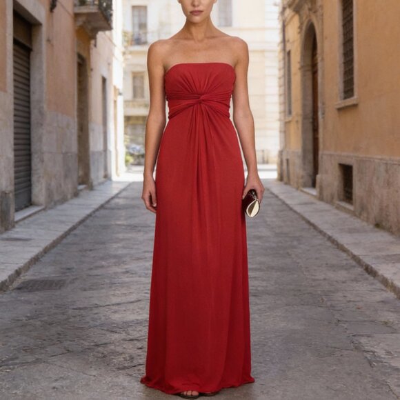 BCBGMaxAzria Dresses & Skirts - BCBGMaxAzria Red Strapless Floor length Gown
